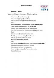English Worksheet: Beatles song : Help