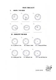 English worksheet: WHAT TIME IS IT?