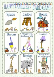 English Worksheet: Happy Families - Card Game New Set!!!