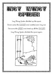 English Worksheet: Incy Wincy Spider