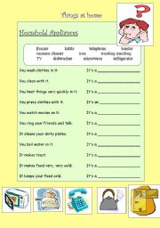 English Worksheet: AT HOME: REVIEW OF HOUSE OBJECTS AND ROOMS