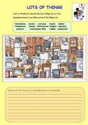 English Worksheet: MESSY ROOM 3: PLACE PREPOSITIONS, THERE IS/ARE, FURNITURE...