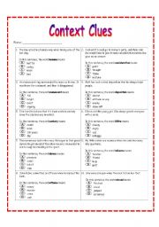 English Worksheet: Context Clues Worksheet 2