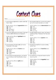 English Worksheet: Context Clues Worksheet 3