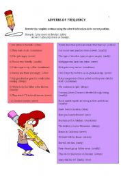 English Worksheet: Adverbs of Frequency