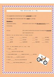 English Worksheet: a an the