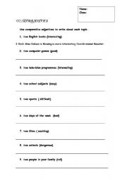 English worksheet: comparatives