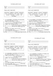 English worksheet: VOCABULARY IN CONTEST