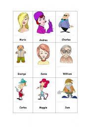 English Worksheet: WHO AM I ? GAME  Character cards set one