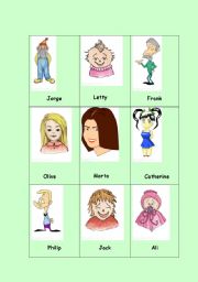 English Worksheet: WHO AM I? CARD GAME  CHARACTER CARDS SET TWO