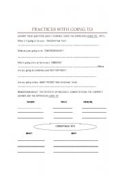 English Worksheet: PRACTICES WITH THE EXPRESSION GOING TO