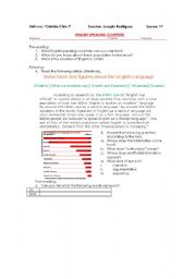 English Worksheet: english speaking countries