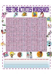 FREE TIME ACTIVITIES WORDSEARCH