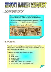 English Worksheet: HISTORY MAKERS WEBQUEST