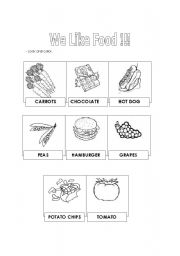 English worksheet: We like food