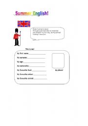 English worksheet: Summer English