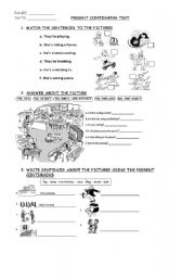 English Worksheet: Present Continuous Test