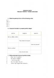 English worksheet: present perfect tense