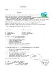 English Worksheet: Reading