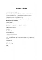 English worksheet: Shopping Dialogue