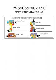 English Worksheet: Possessive case with the simpsons