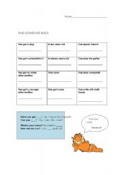 English Worksheet: Find someone who... 