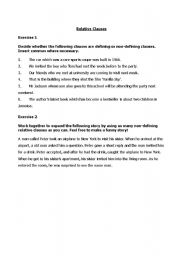 English worksheet: relative clauses