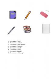 English worksheet: Classroom Object 