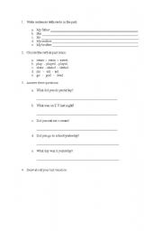 English worksheet: Past Simple