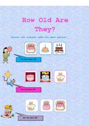 English worksheet: How old are they