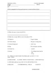 English worksheet: experiences abroad