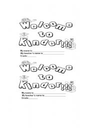 English Worksheet: welcome to the kinder