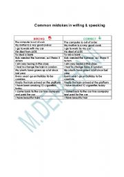 English Worksheet: common mistakes in writing & speaking (1)