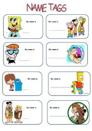 English Worksheet: name tags for boys