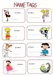 English Worksheet: name tags for girls