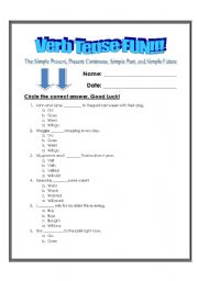 English Worksheet: Practice the present, past, and future simple tenses. Lots of verbs. ENJOY! 