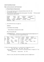 English worksheet: Present Simple Tense Review  (S versus ES Versus Y-IES)