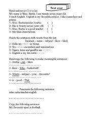 English worksheet: month test 