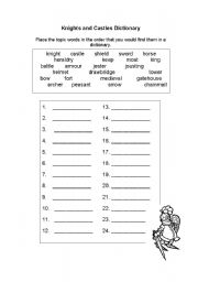 English worksheet: Knights and Castles Dictionary