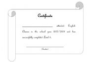 English Worksheet: Certificate