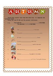 English worksheet: Autumn present continuous worksheet