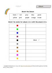 English Worksheet: colours