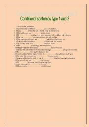 English Worksheet: Conditional sentences type 1 and 2