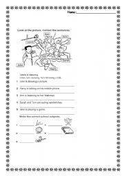 English worksheet: present continuous