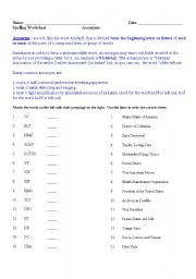 English Worksheet: Acronym Worksheet