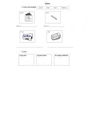 English worksheet: Classroom and Colours
