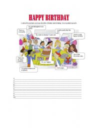 English Worksheet: HAPPY BIRTHDAY