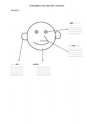 English worksheet: parts of the face