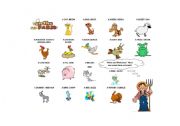 English worksheet: farm animals and sounds they make