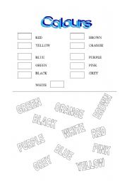 English Worksheet: colours